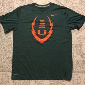 Nike Miami Hurricanes Football Dri-Fit T shirt SzL